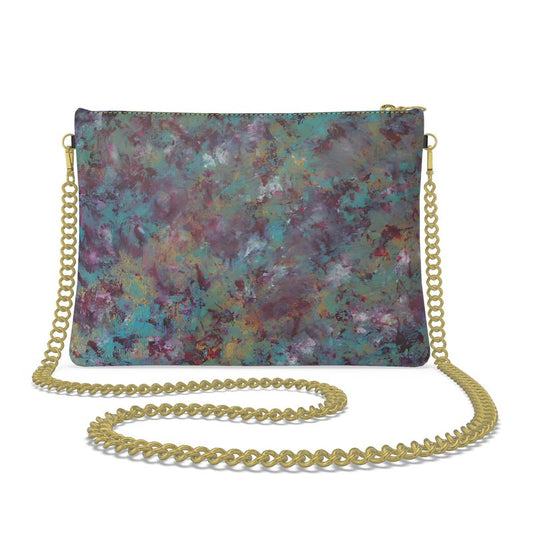 Veil of Embers Crossbody Bag with Gold Chain – Abstract Art Clutch