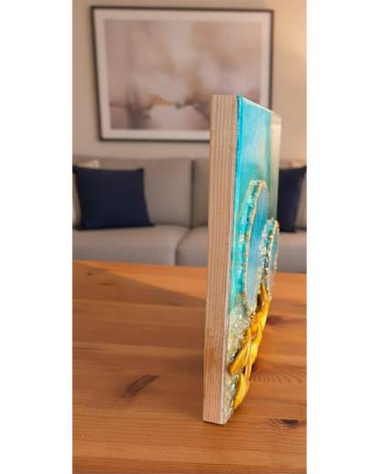 A Place You Still Carry | Mixed Media Resin | 10x10 inch | Wooden Panel | Shadow Box Frame