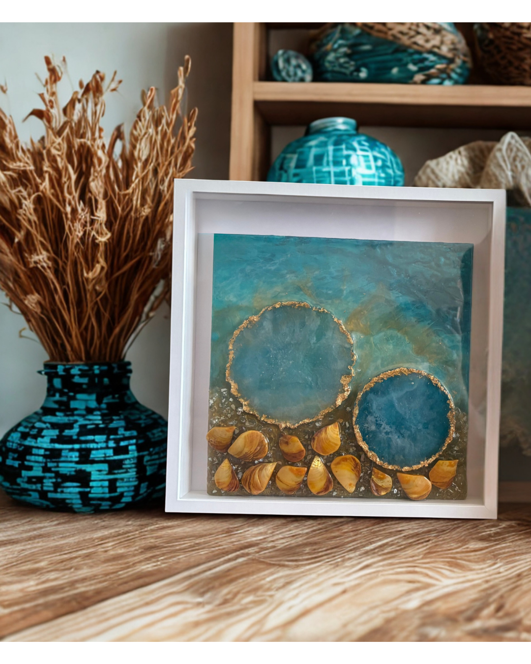 A Place You Still Carry | Mixed Media Resin | 10x10 inch | Wooden Panel | Shadow Box Frame