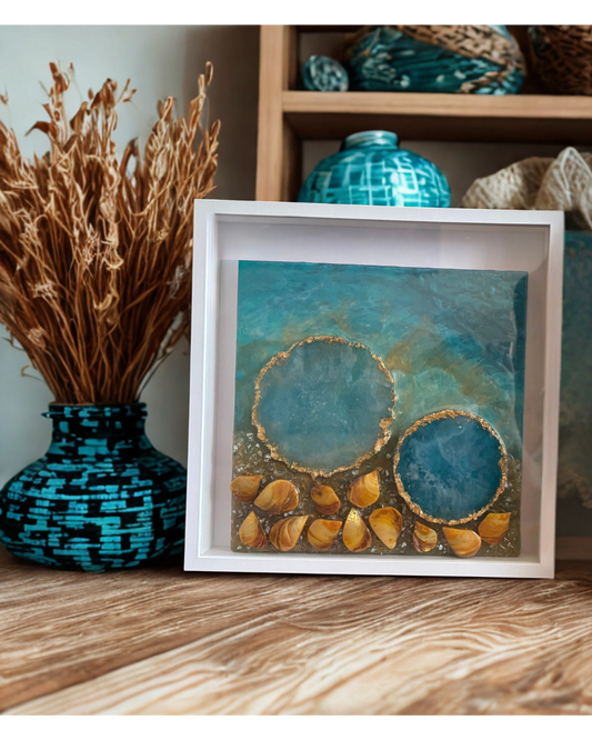 A Place You Still Carry | Mixed Media Resin | 10x10 inch | Wooden Panel | Shadow Box Frame