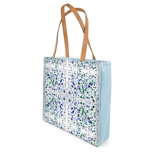 “Blue Current” Structured Canvas Tote