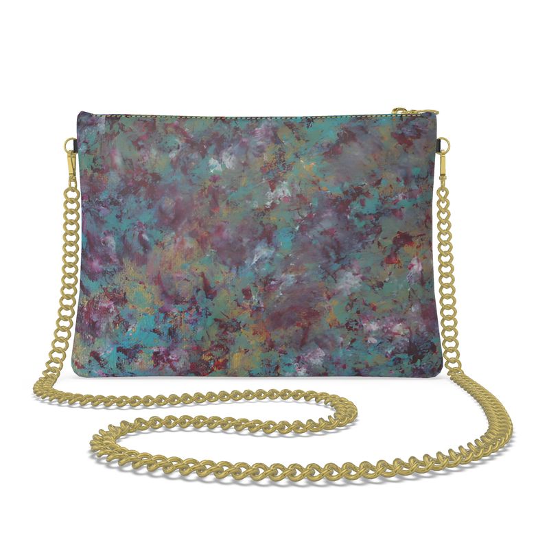 Veil of Embers Crossbody Bag with Gold Chain – Abstract Art Clutch