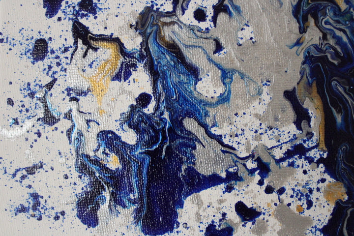 Abstract pattern with blue, black, and white colors on a textured background