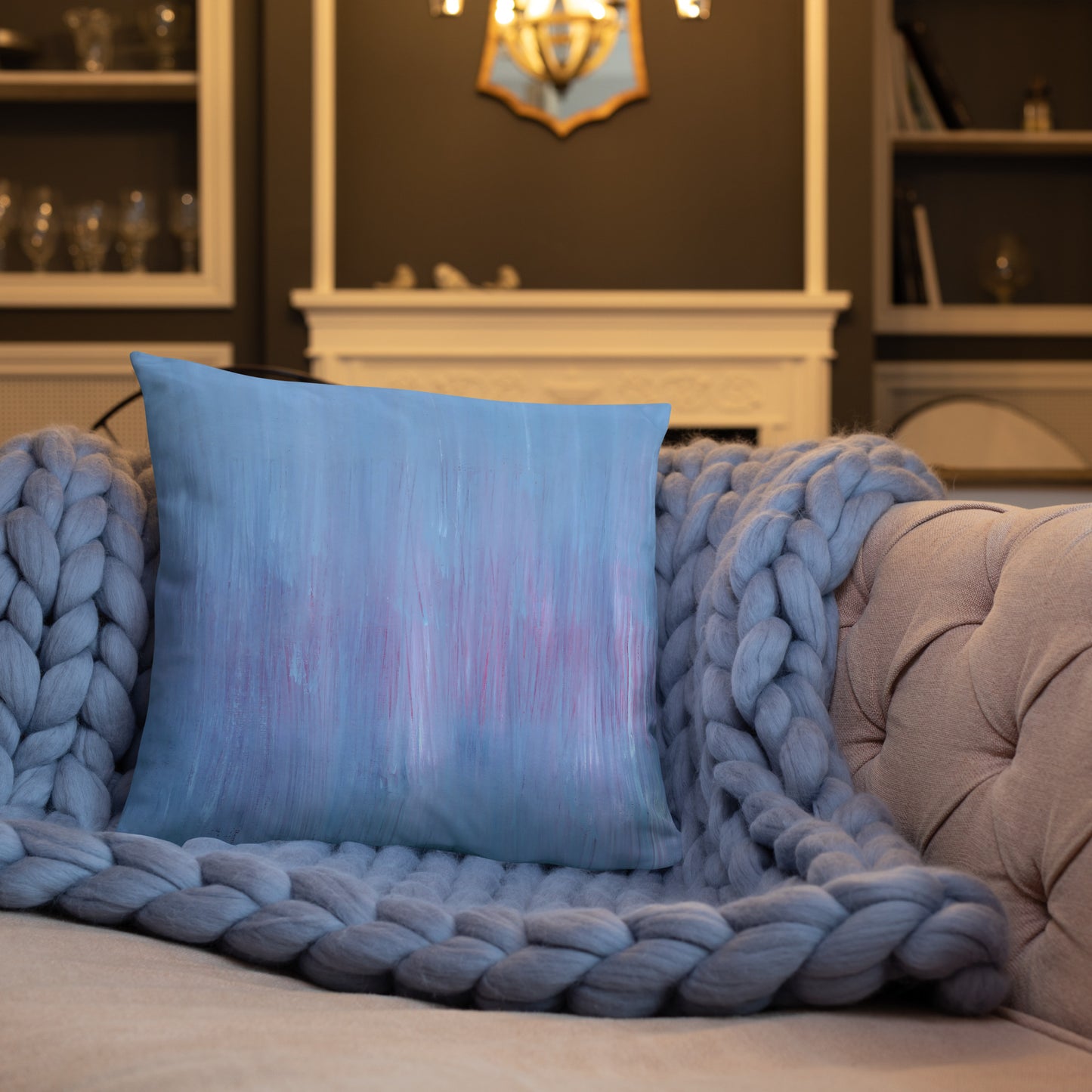 Abstract Decorative Pillow and Cover in Blue and Purple Ombre