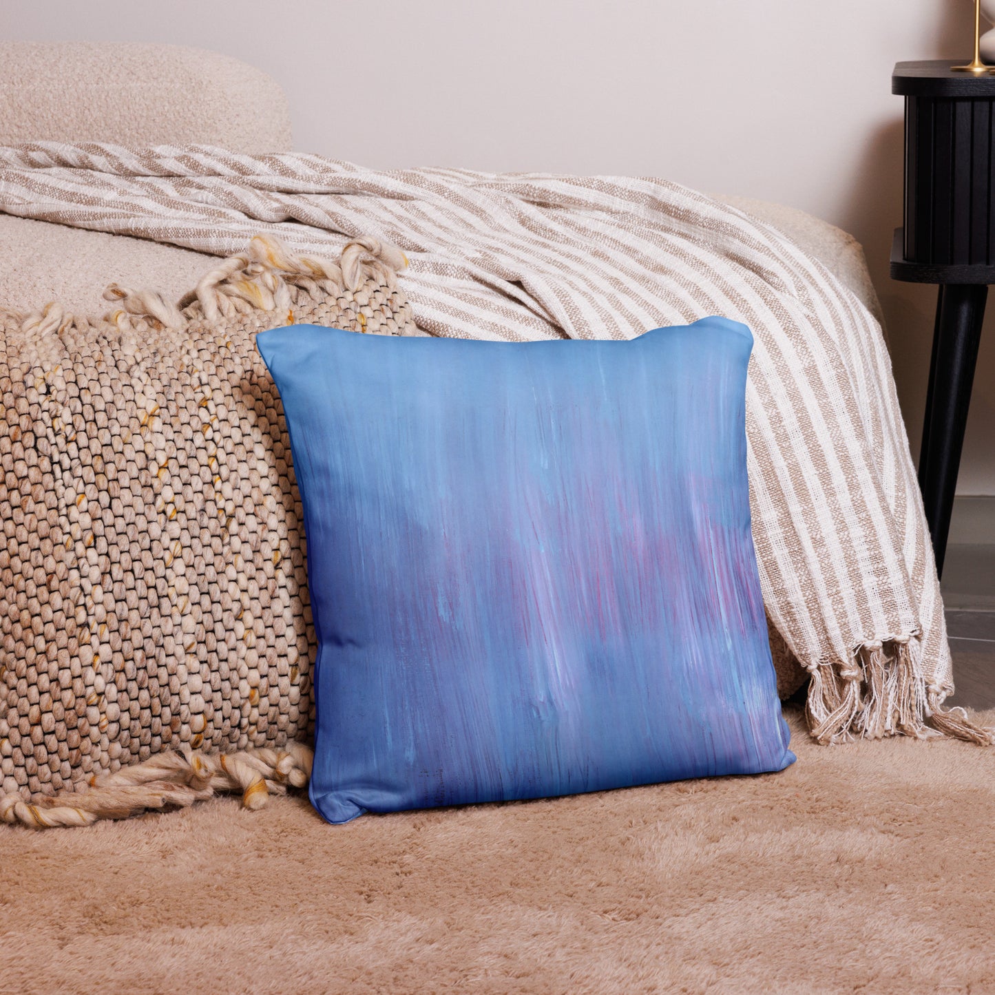 Abstract Decorative Pillow and Cover in Blue and Purple Ombre