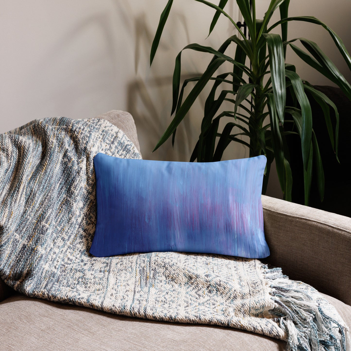 Abstract Decorative Pillow and Cover in Blue and Purple Ombre