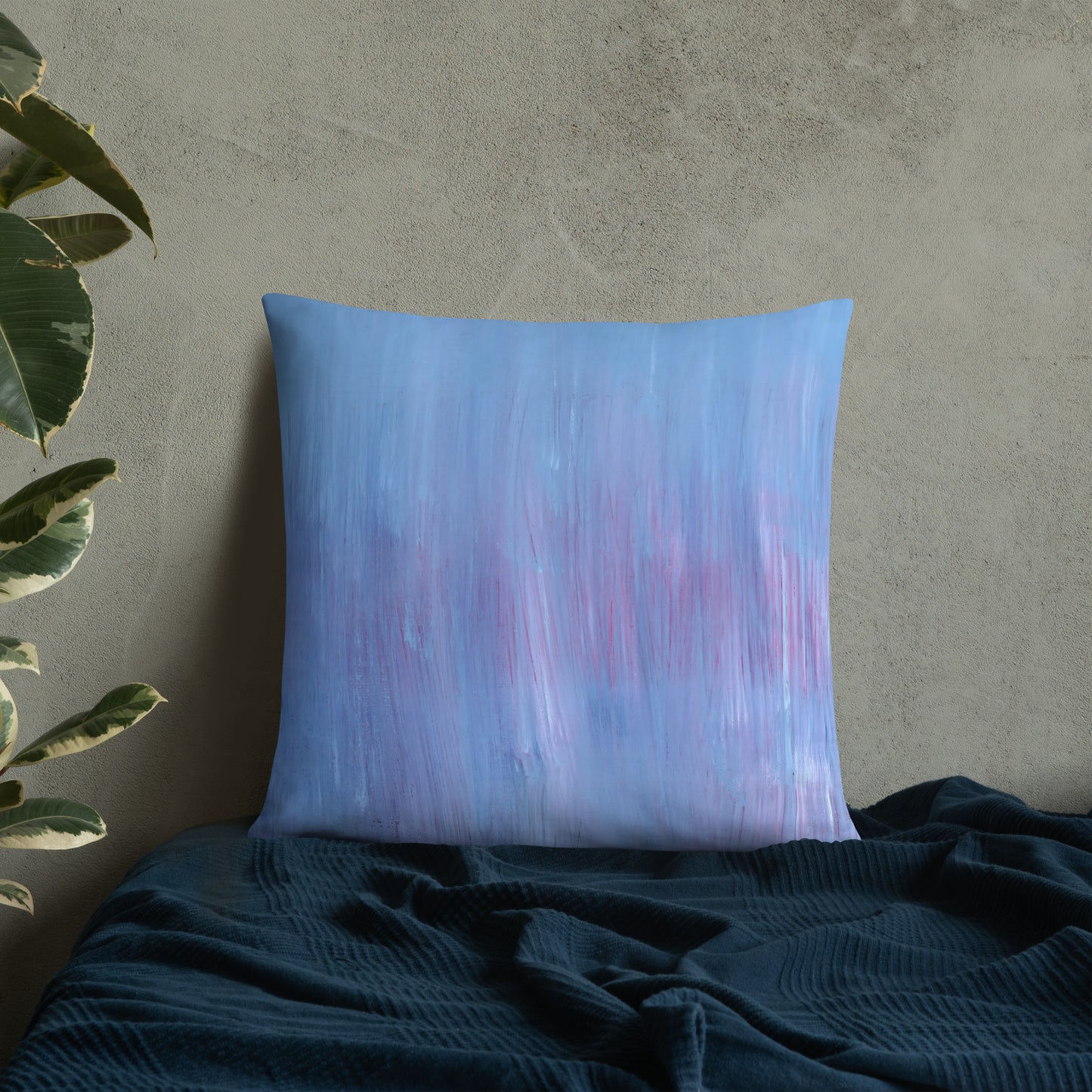 Abstract Decorative Pillow and Cover in Blue and Purple Ombre