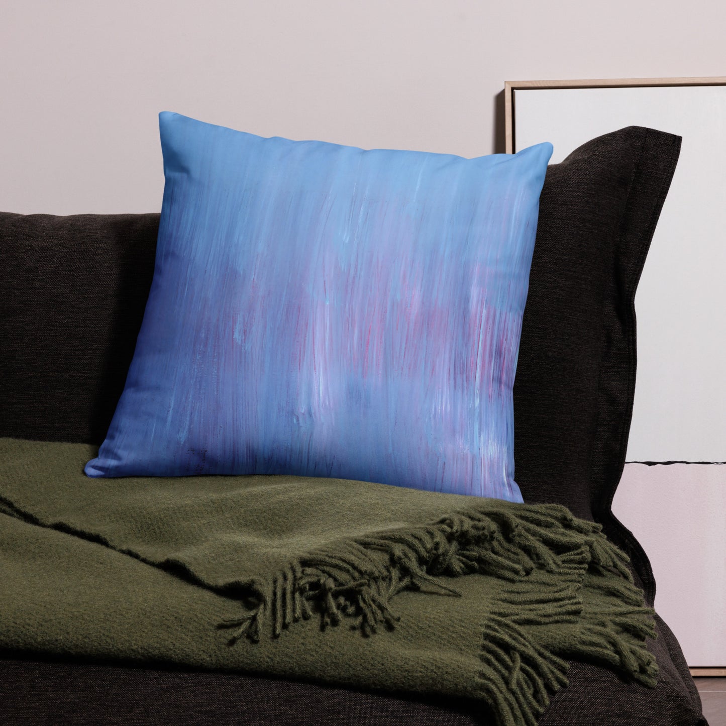 Abstract Decorative Pillow and Cover in Blue and Purple Ombre