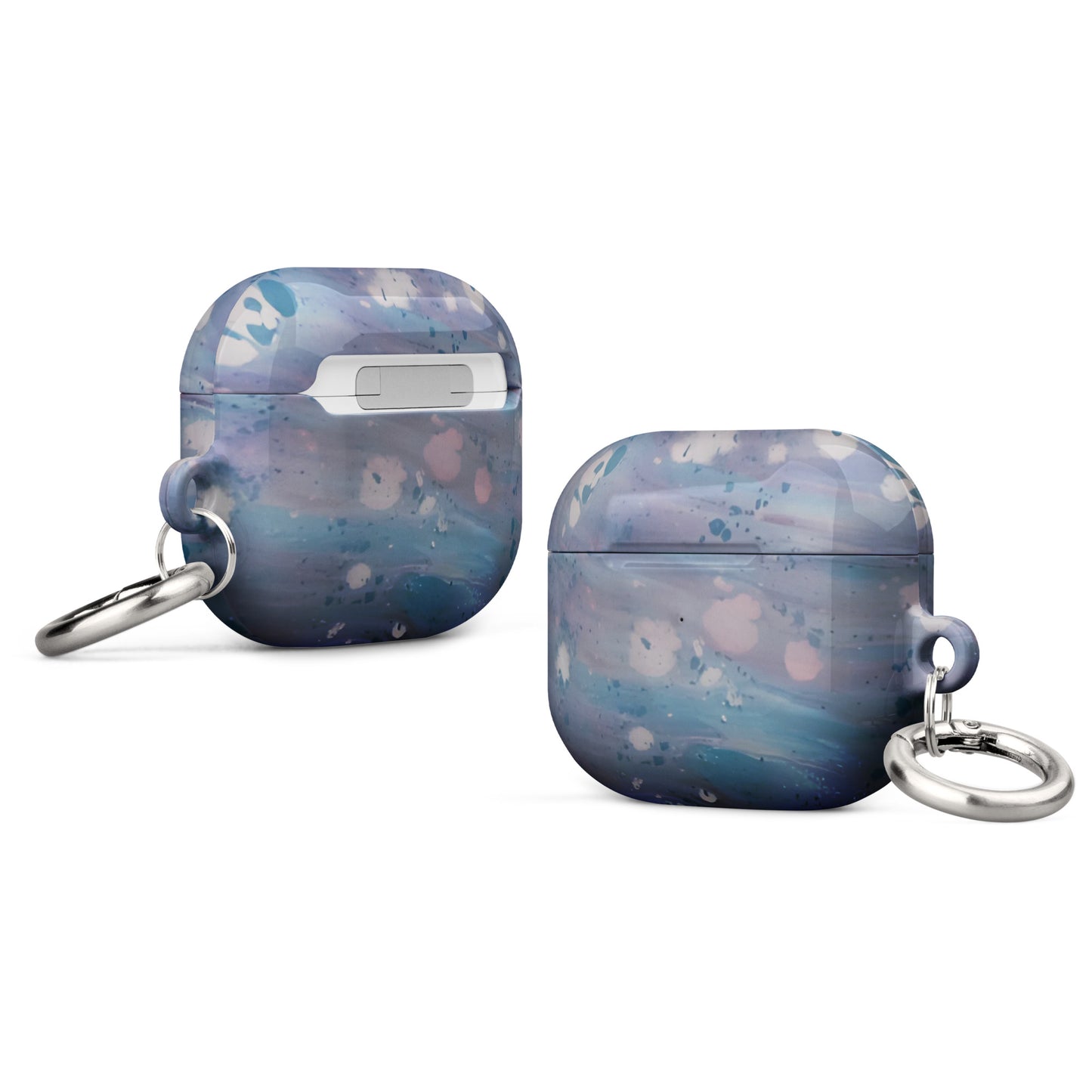 Blue, Purple and Pink Case for AirPods Marble Patterned with Keyring