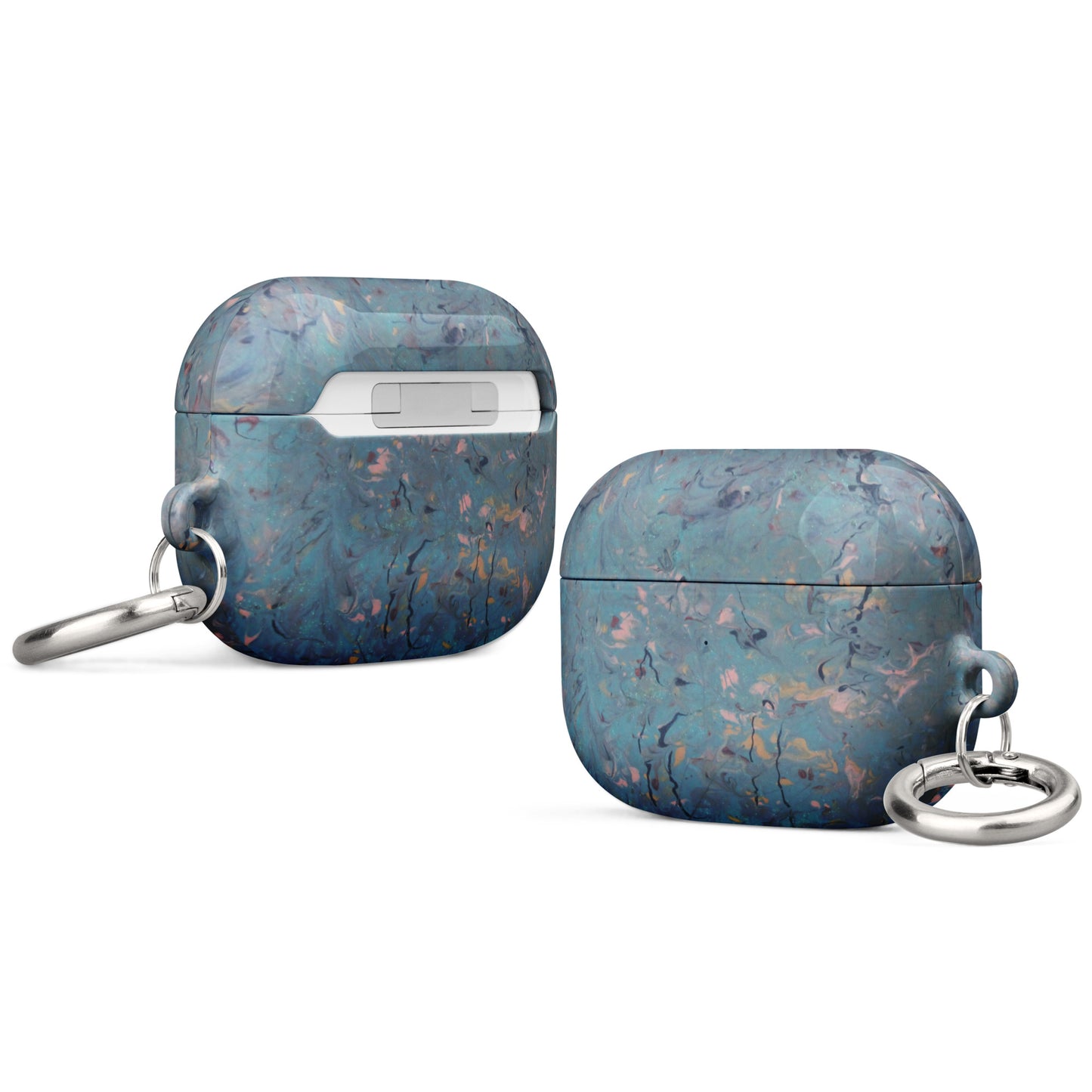 Teal and Peach Marble-Patterned Case for AirPods