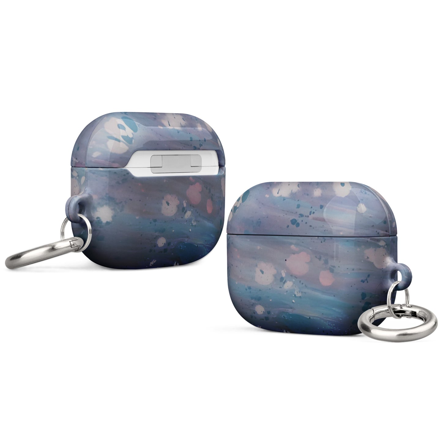 Blue, Purple and Pink Case for AirPods Marble Patterned with Keyring