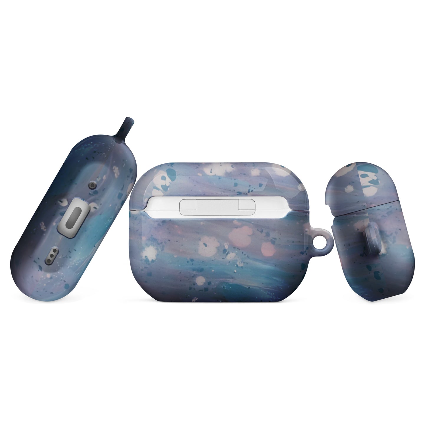 Blue, Purple and Pink Case for AirPods Marble Patterned with Keyring