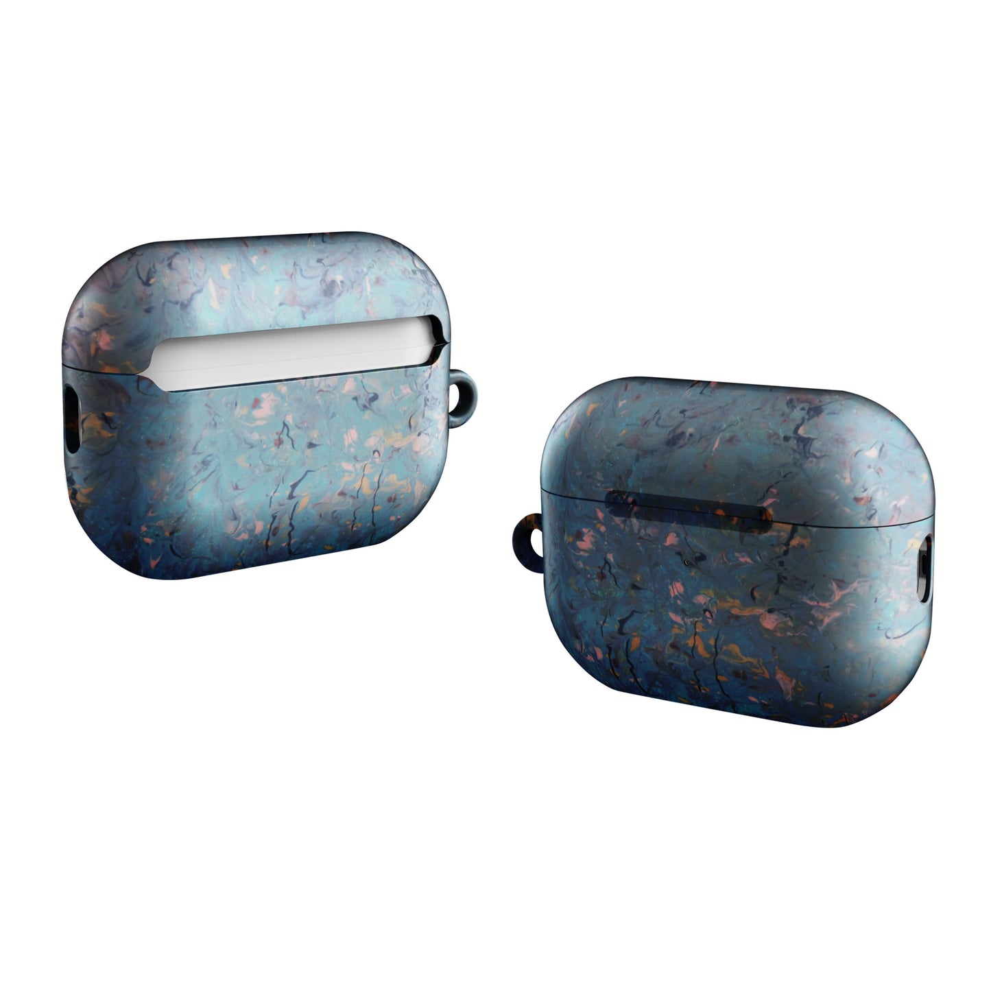 Teal and Peach Marble-Patterned Case for AirPods