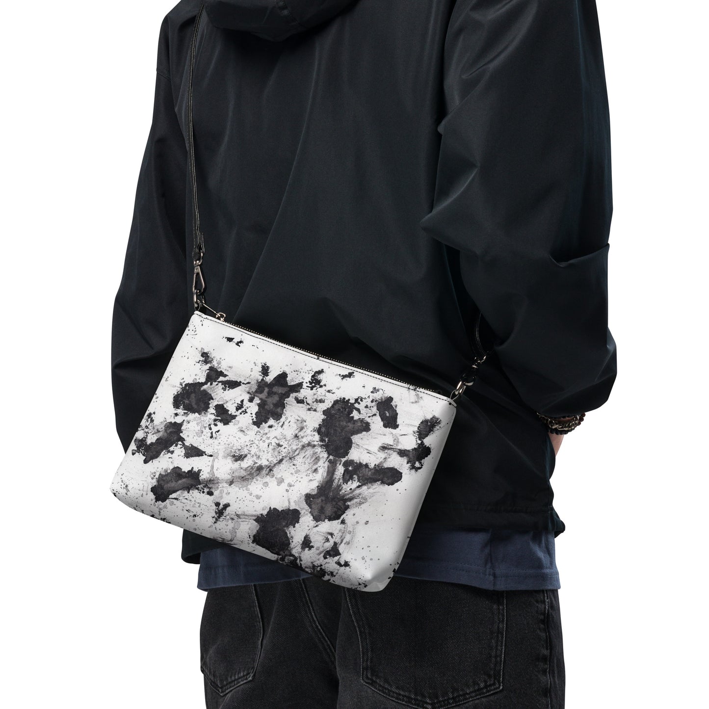 Black, White & Gray Art Print Crossbody bag