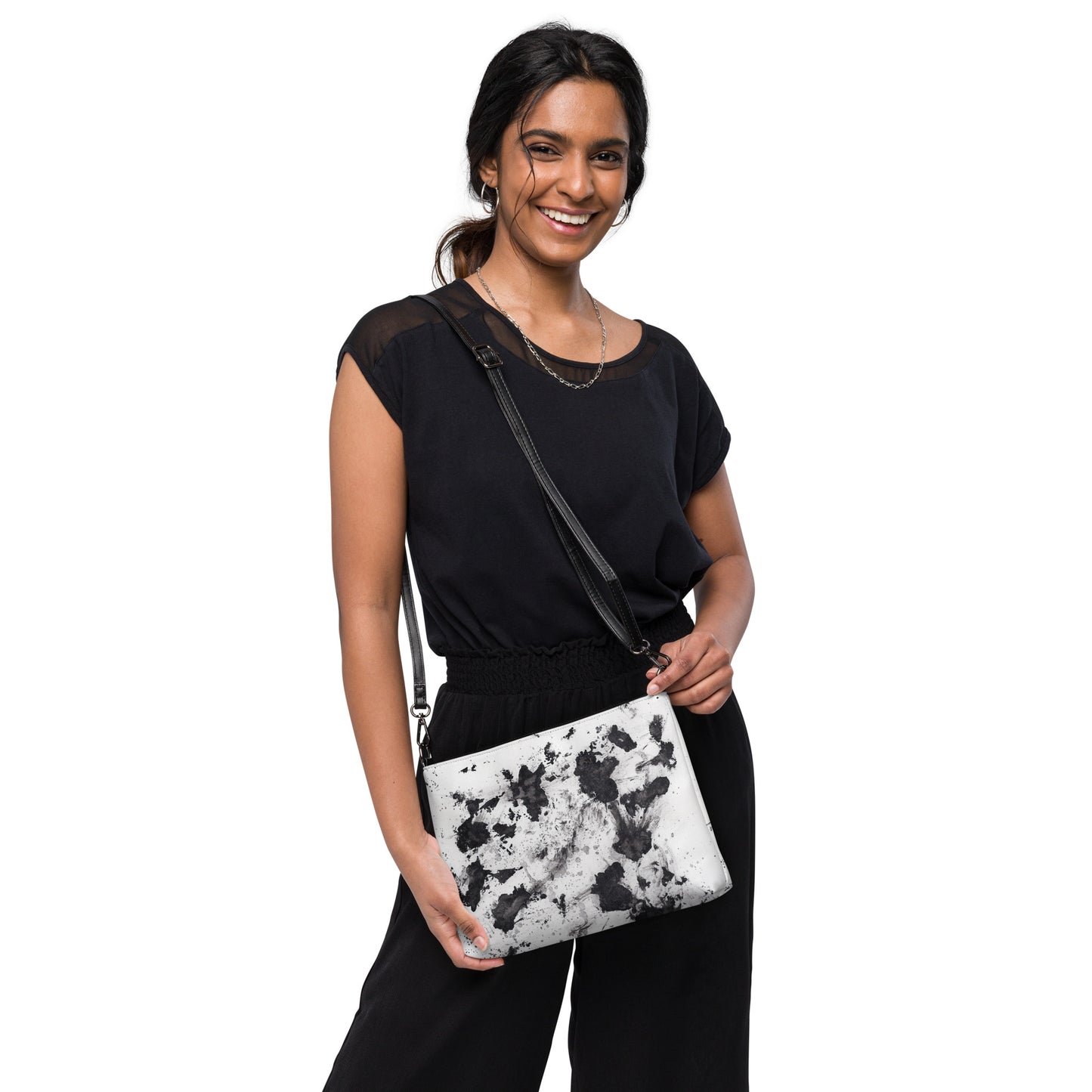 Black, White & Gray Art Print Crossbody bag