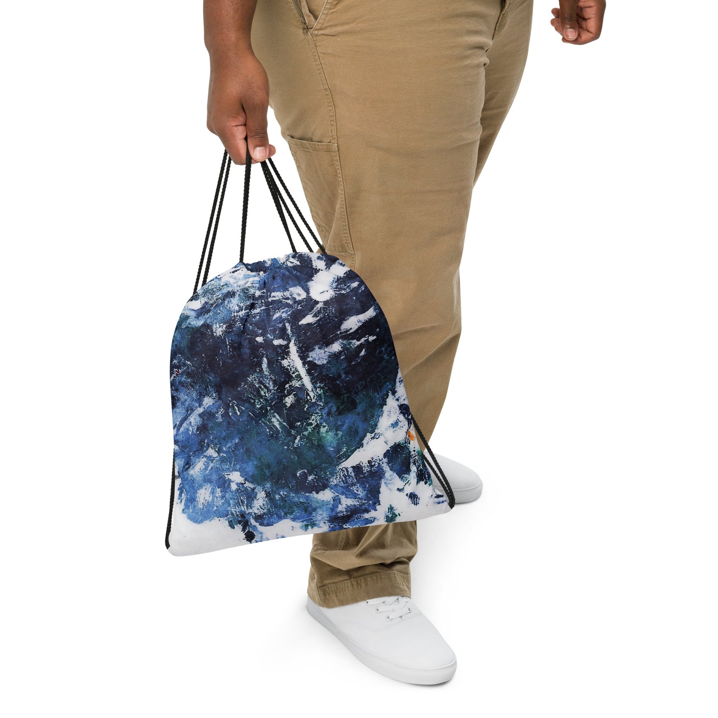 Dark Blue Ocean Pattern | Drawstring Bag