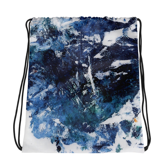 Dark Blue Ocean Pattern | Drawstring Bag