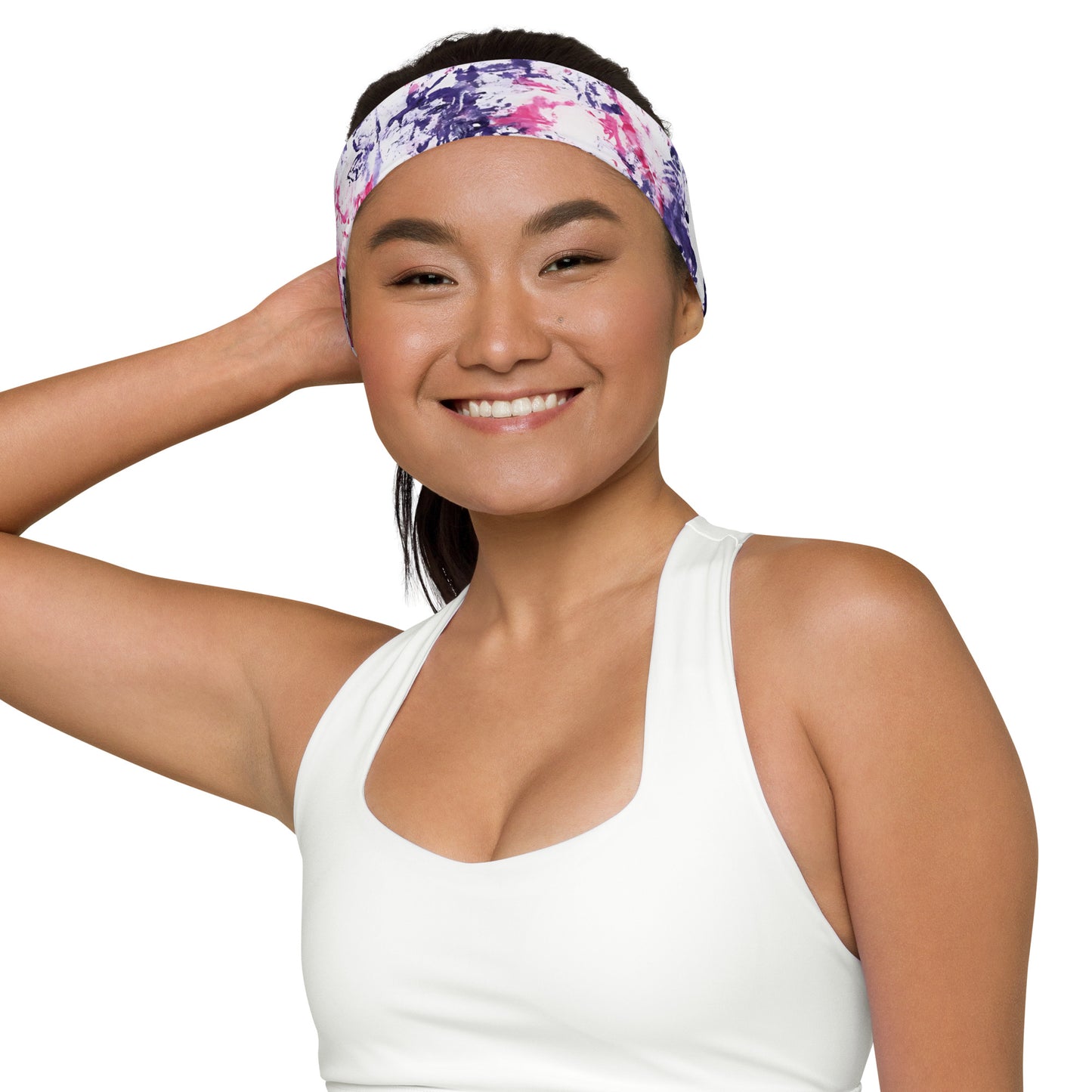 Women's Athletic Headband | Purple and Pink Tie-Dye Pattern