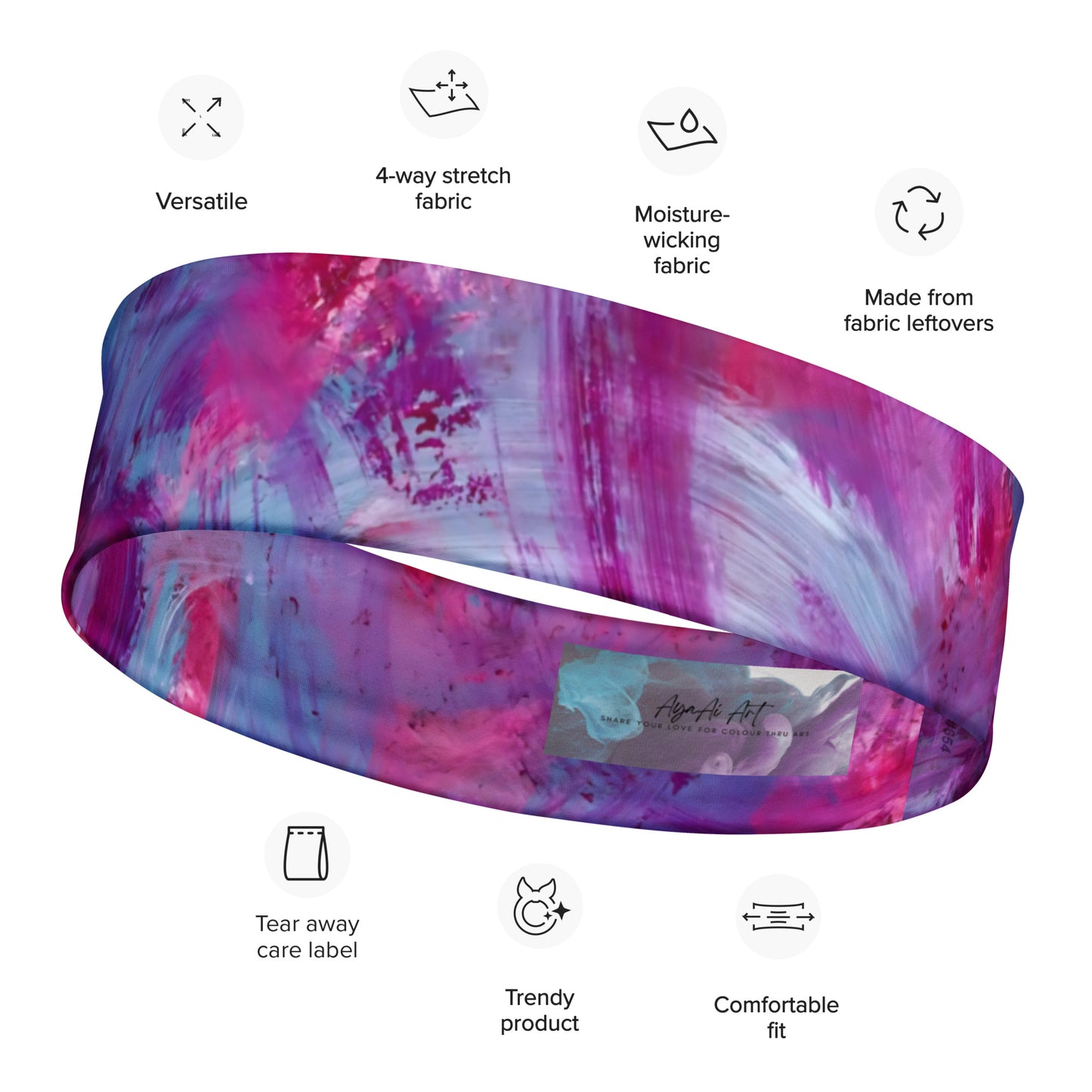 Athletic Headband | Tie-Dye Pattern | Purple, Blue and Pink