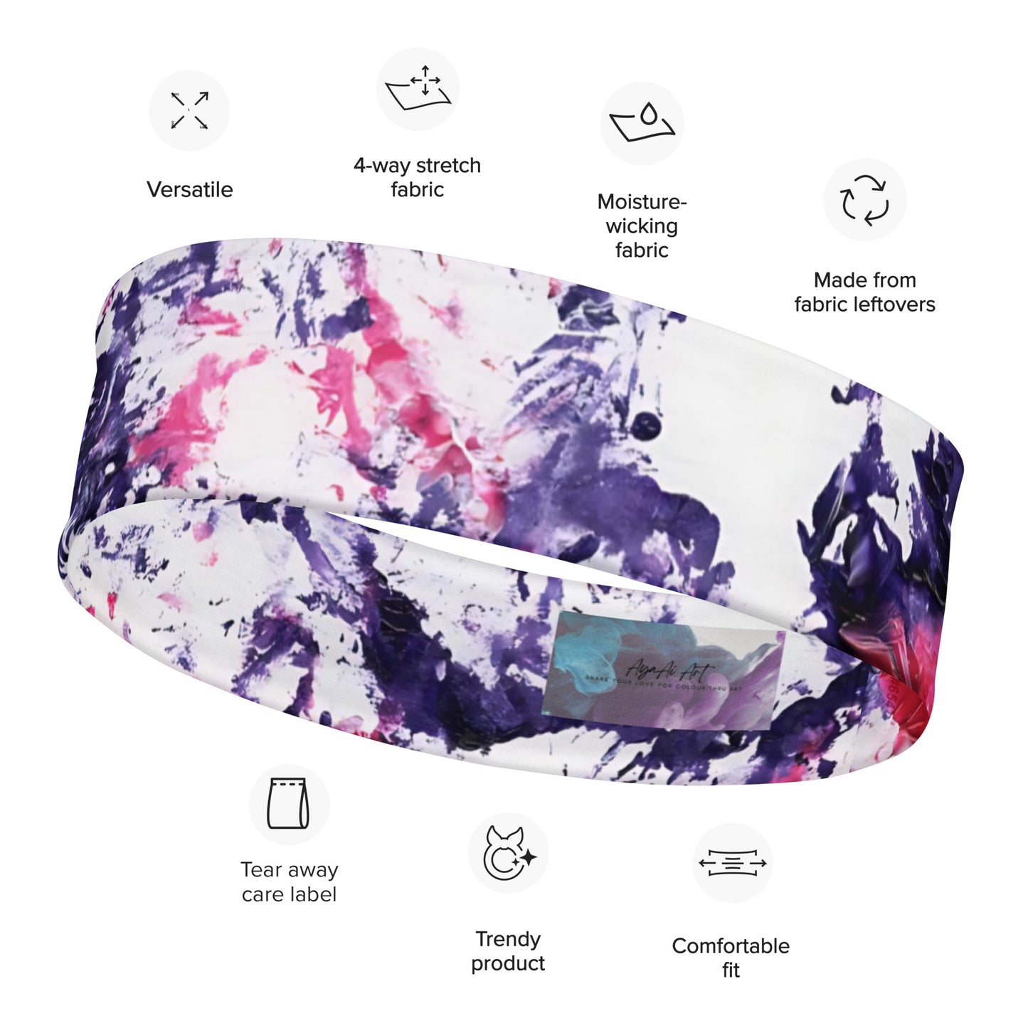 Women's Athletic Headband | Purple and Pink Tie-Dye Pattern