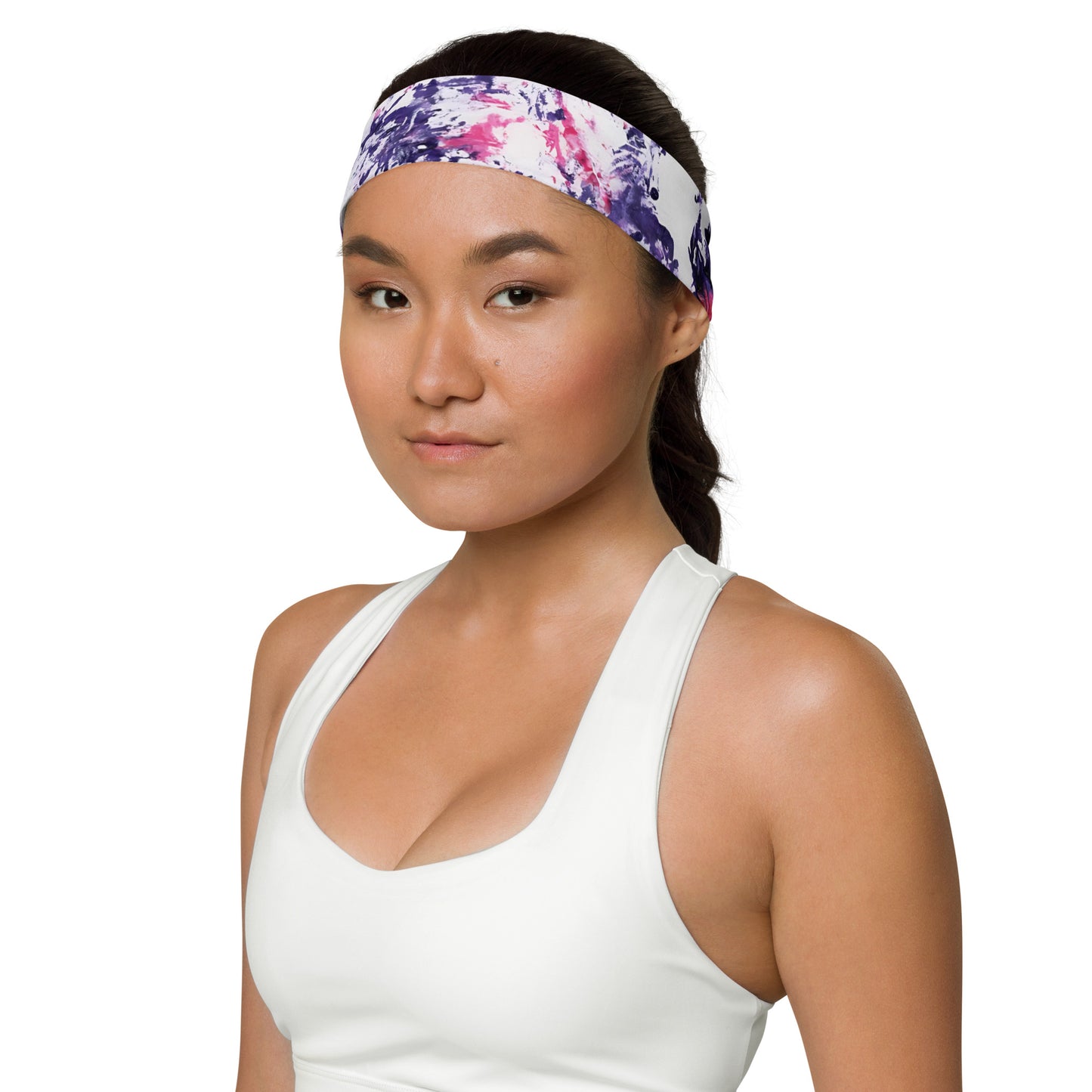 Women's Athletic Headband | Purple and Pink Tie-Dye Pattern