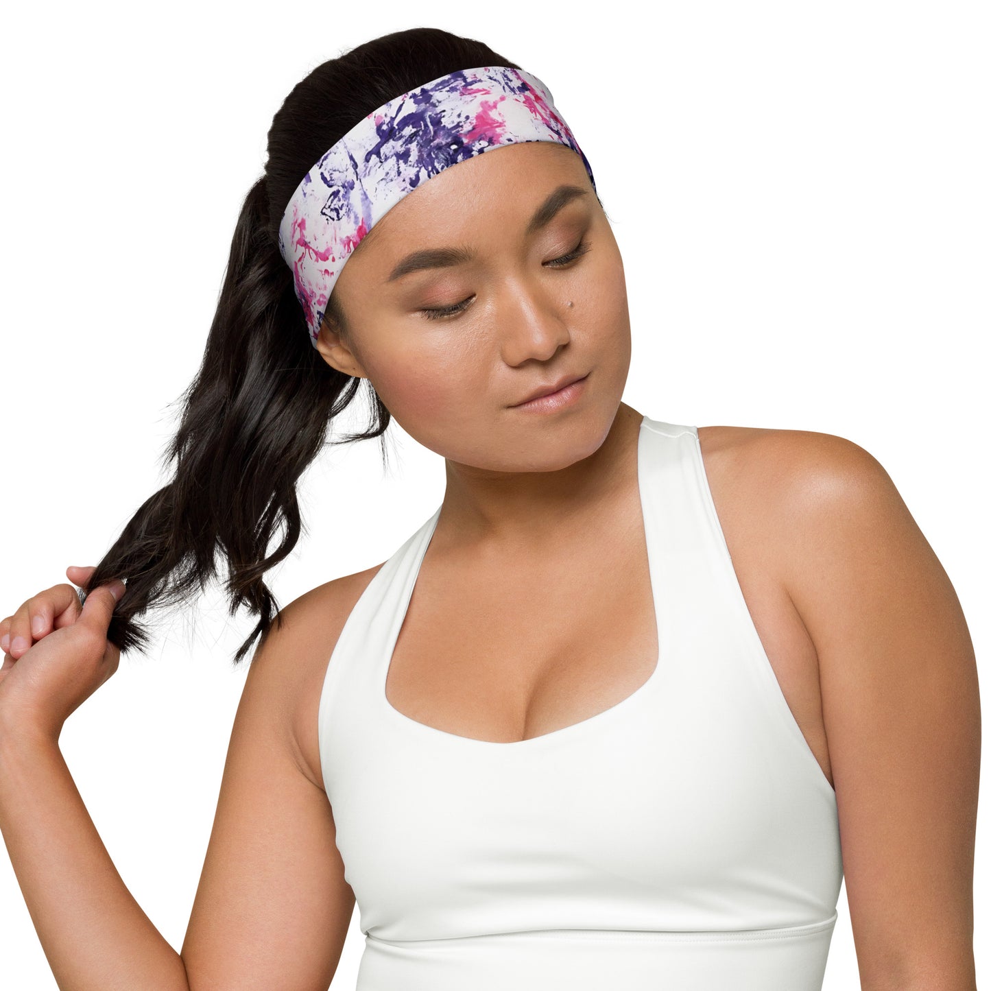 Women's Athletic Headband | Purple and Pink Tie-Dye Pattern