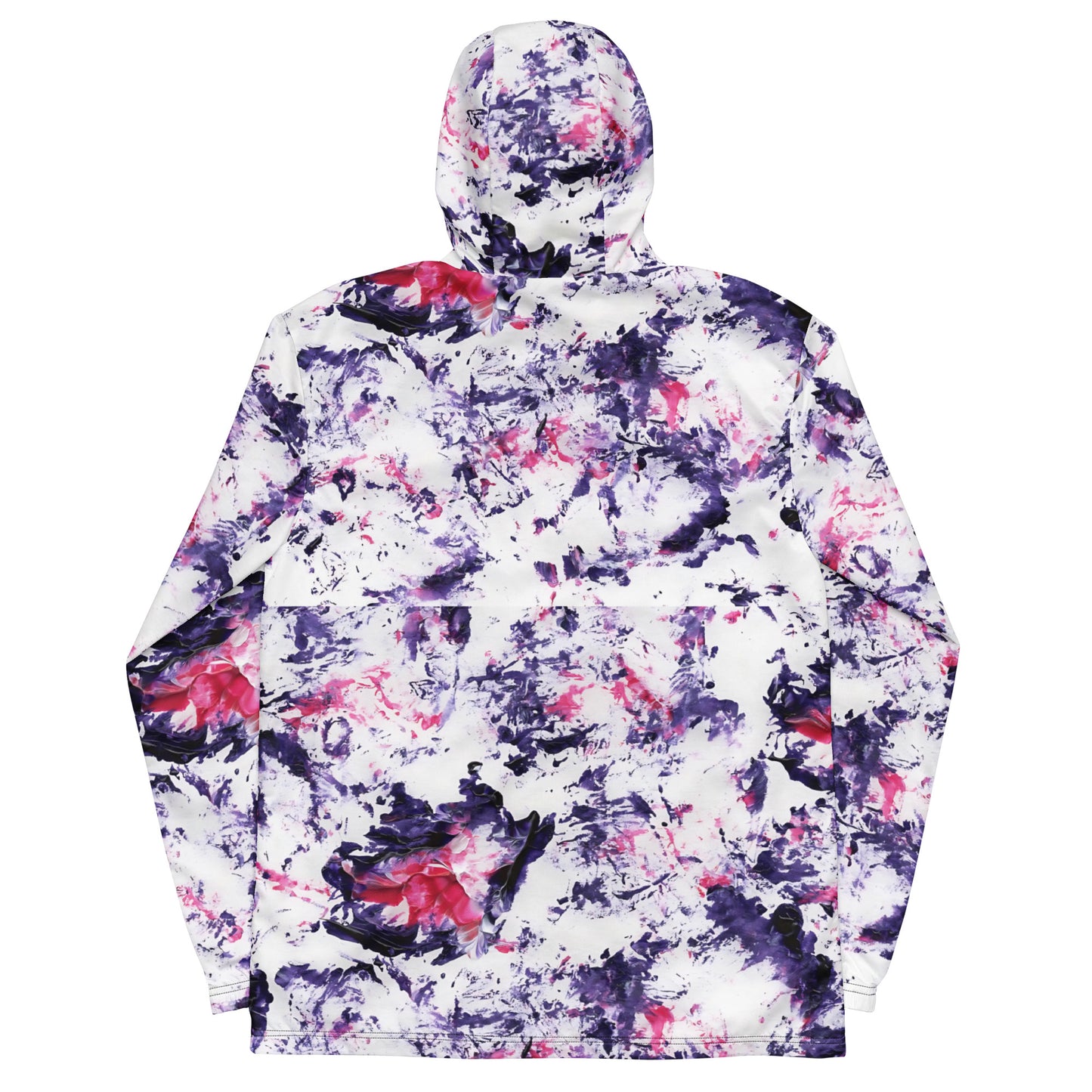 Men's Tie-Dye Windbreaker Jacket | Purple and Pink Abstract Pattern | Lightweight Hooded Design