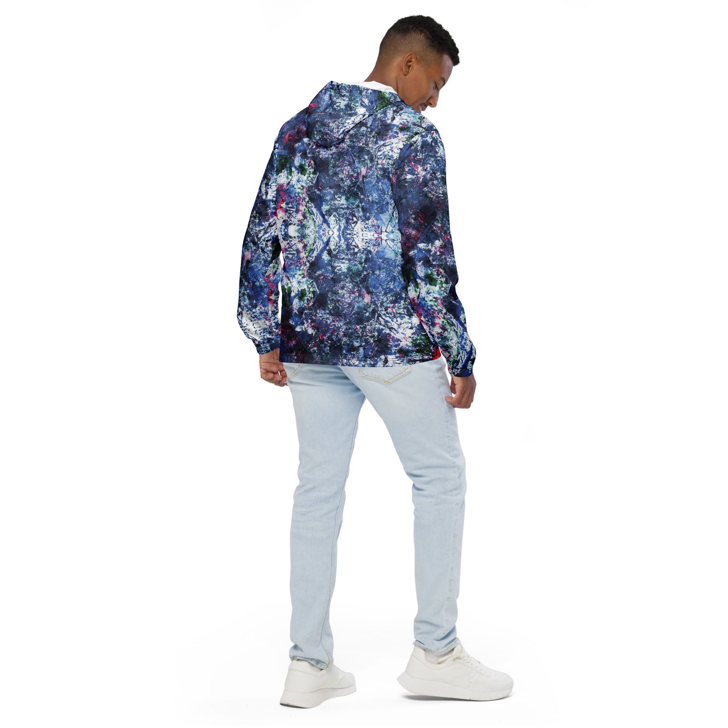 Men's Lightweight Windbreaker Jacket | Vibrant Print | Water-Resistant | Regular Fit | Mesh Lined with Zippered Pockets