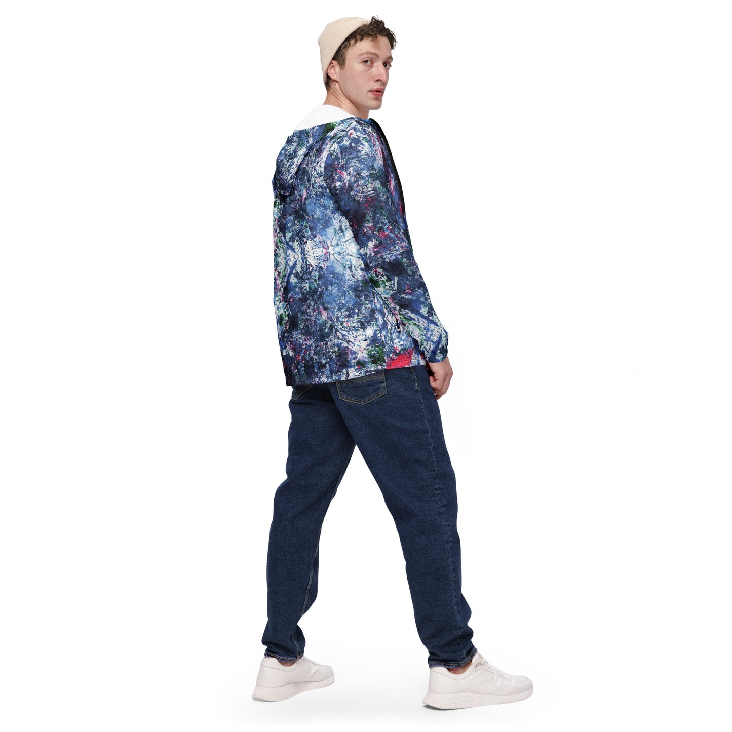 Men's Lightweight Windbreaker Jacket | Vibrant Print | Water-Resistant | Regular Fit | Mesh Lined with Zippered Pockets