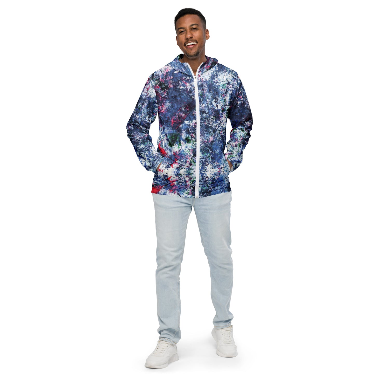 Men's Lightweight Windbreaker Jacket | Vibrant Print | Water-Resistant | Regular Fit | Mesh Lined with Zippered Pockets