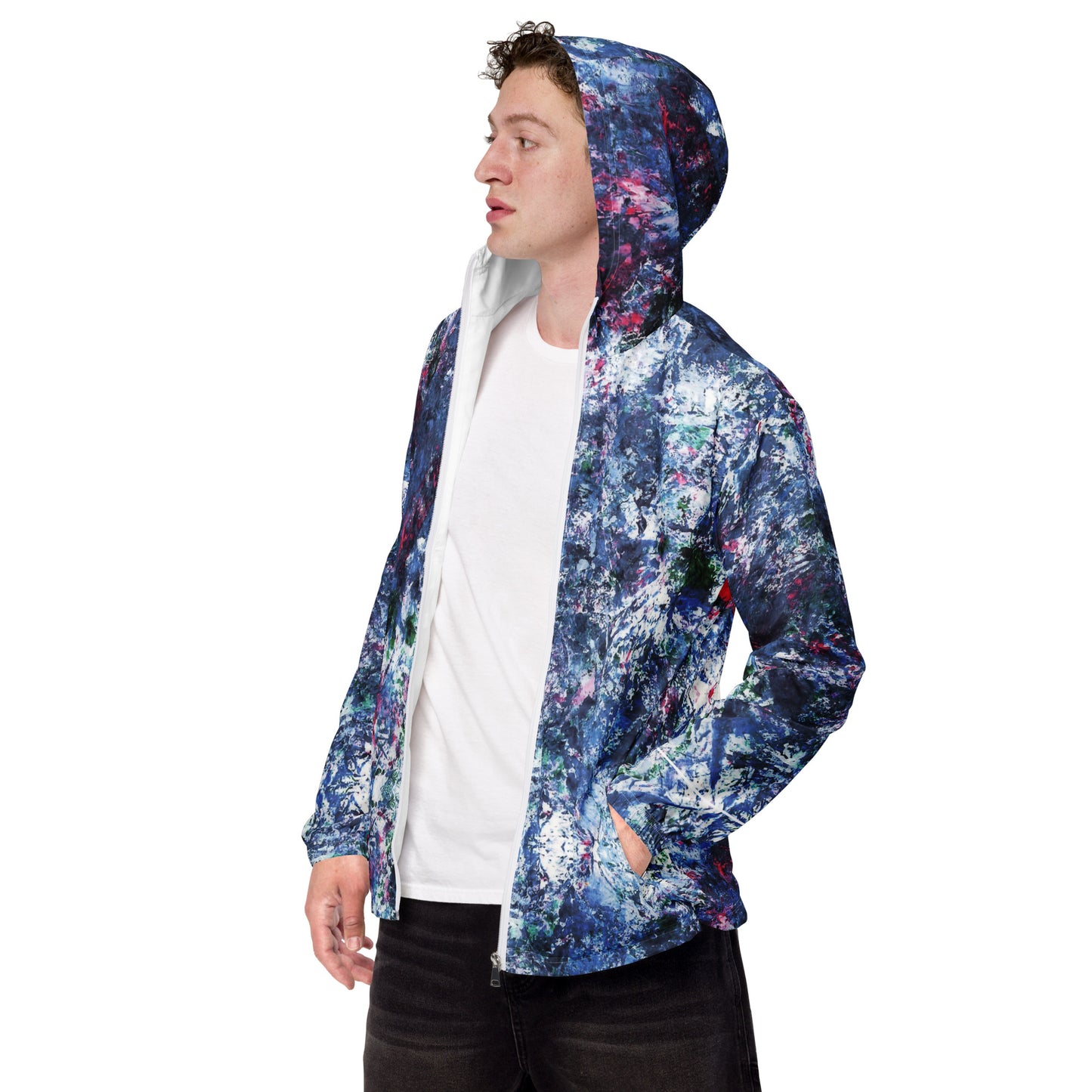 Men's Lightweight Windbreaker Jacket | Vibrant Print | Water-Resistant | Regular Fit | Mesh Lined with Zippered Pockets