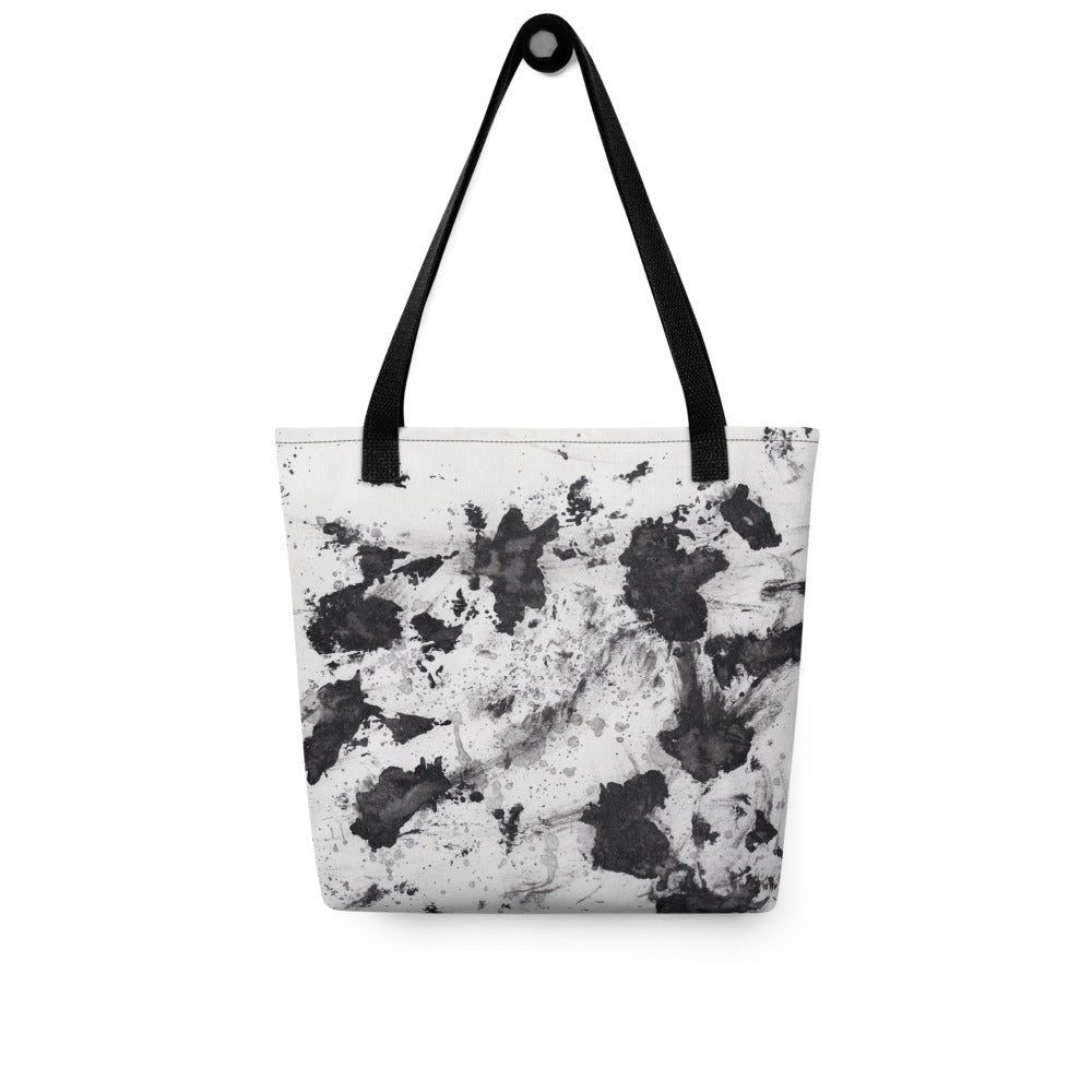 Black, White and Gray Abstract Splatter Art Print Tote Bag