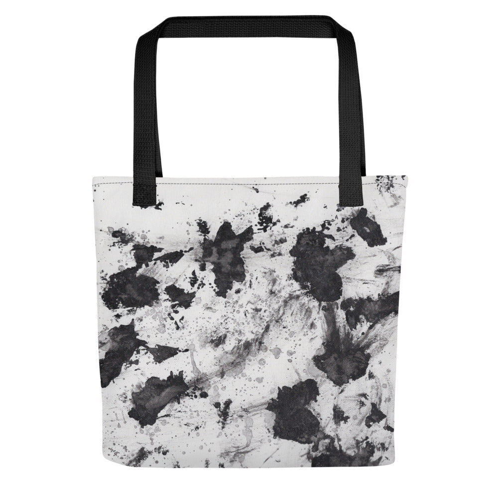 Black, White and Gray Abstract Splatter Art Print Tote Bag