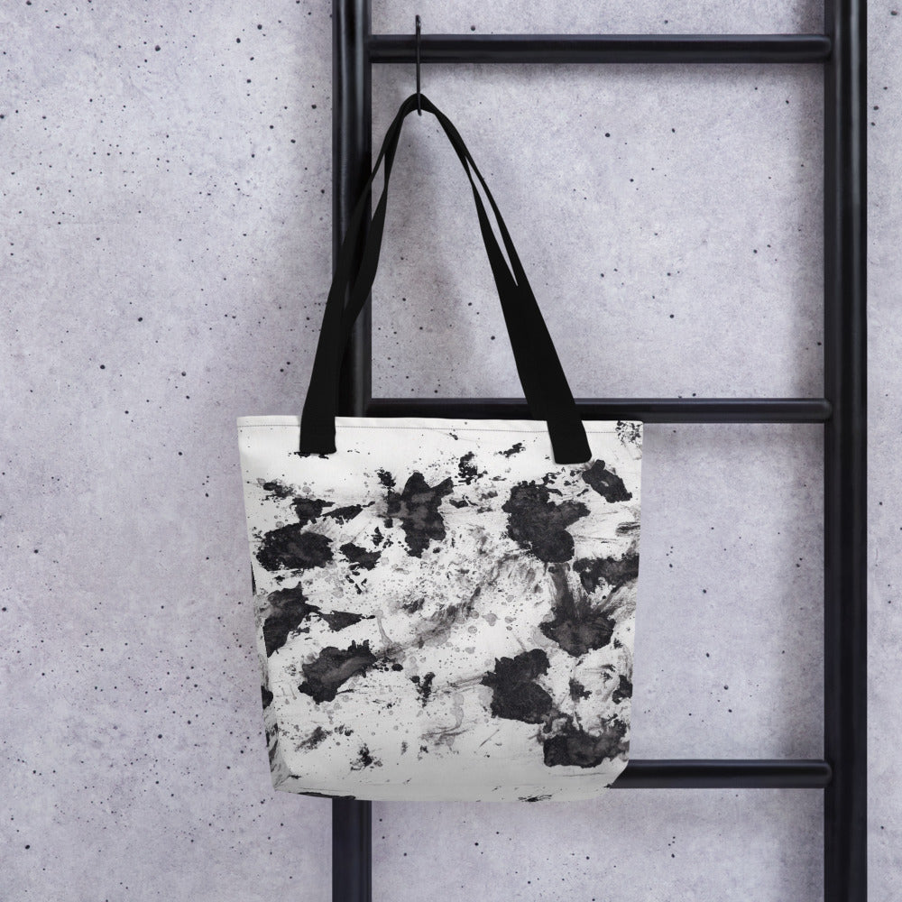 Black, White and Gray Abstract Splatter Art Print Tote Bag