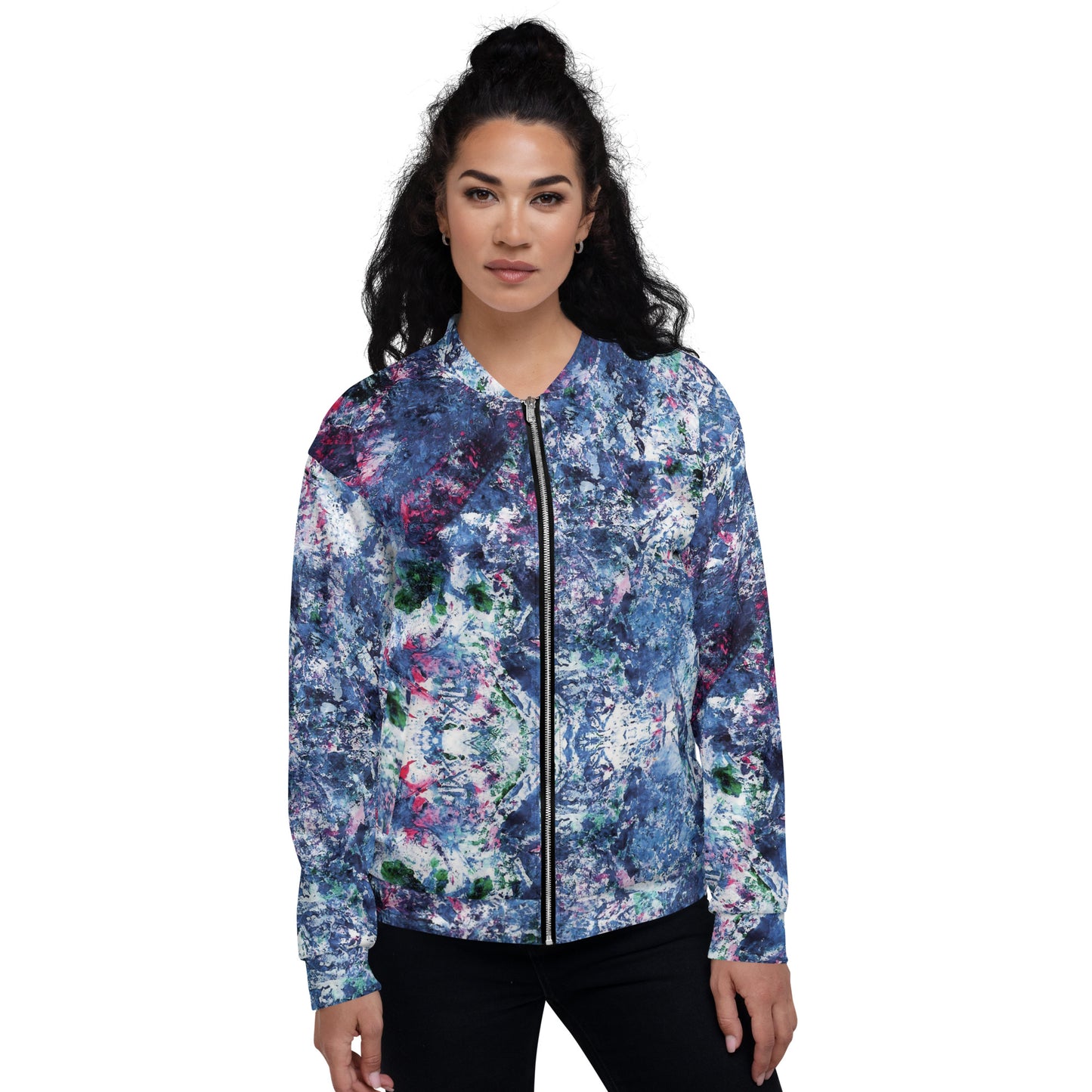 Unisex Bomber Jacket |  Blue, Green, Pink Abstract Print