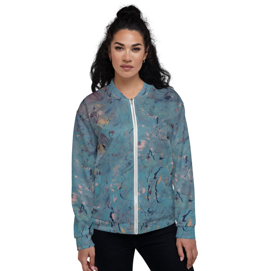 Unisex Bomber Jacket | Teal Blue with Pink Accents