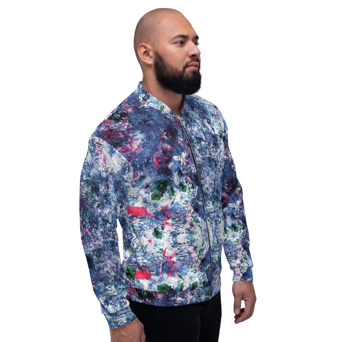 Unisex Bomber Jacket |  Blue, Green, Pink Abstract Print