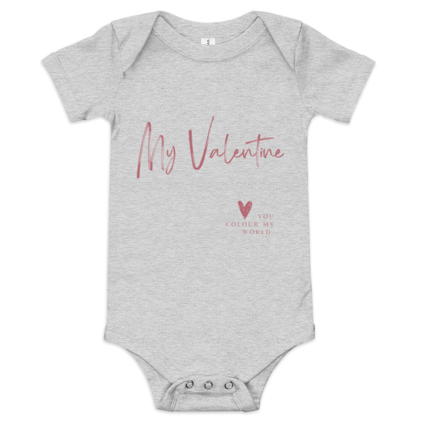 Baby Valentine's Day Bodysuit | Cotton | Short Sleeve | Pink Heart Design