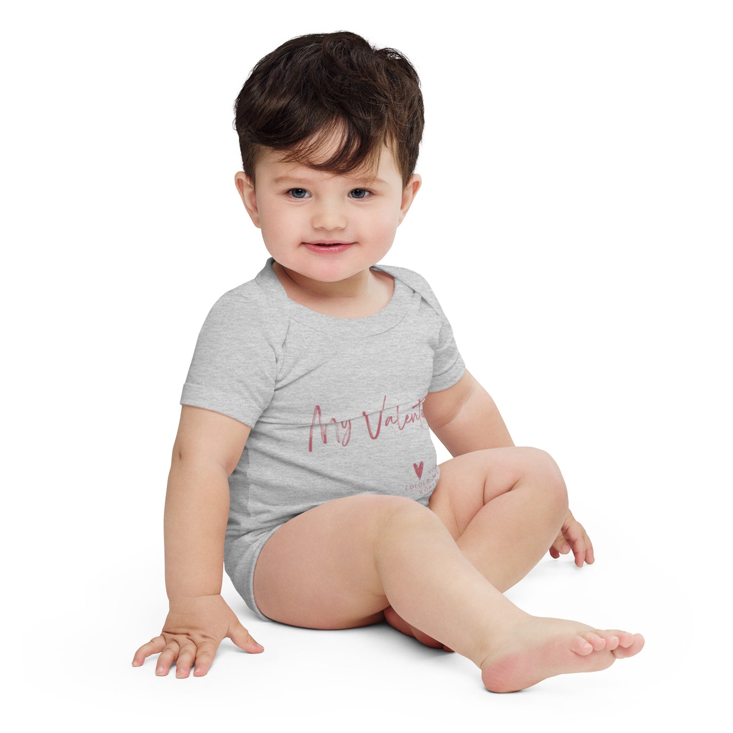 Baby Valentine's Day Bodysuit | Cotton | Short Sleeve | Pink Heart Design