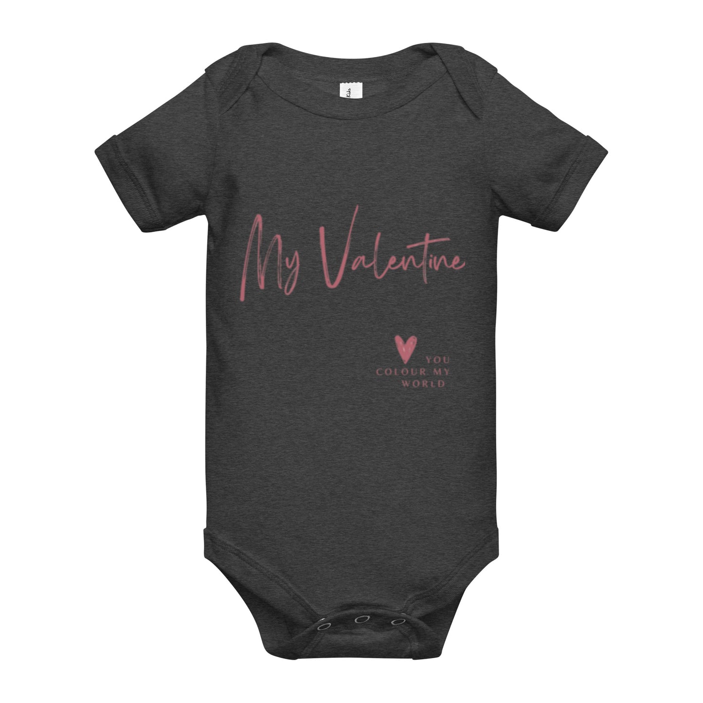 Baby Valentine's Day Bodysuit | Cotton | Short Sleeve | Pink Heart Design