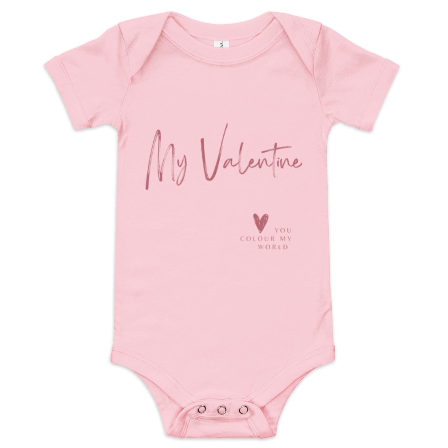 Baby Valentine's Day Bodysuit | Cotton | Short Sleeve | Pink Heart Design