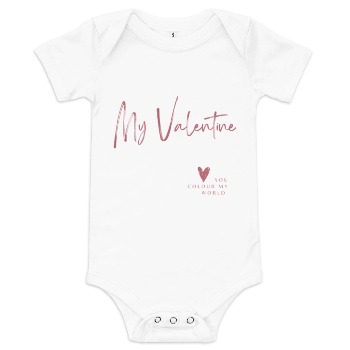 Baby Valentine's Day Bodysuit | Cotton | Short Sleeve | Pink Heart Design