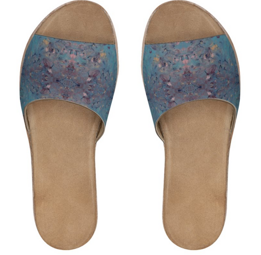Midnight Bloom | Leather Slides