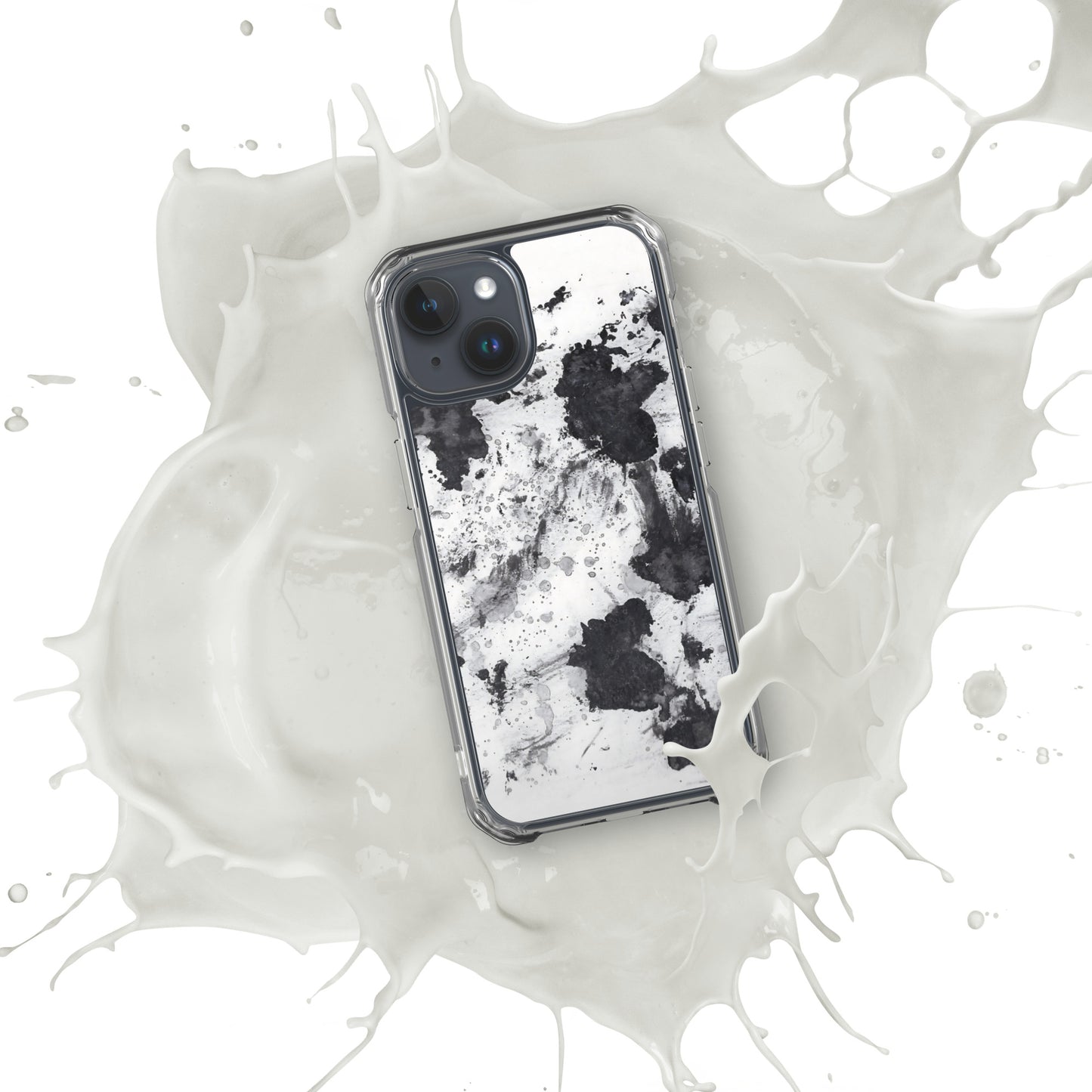 Splash Ink Phone Clear Case for iPhone  in Black and White Abstract Print