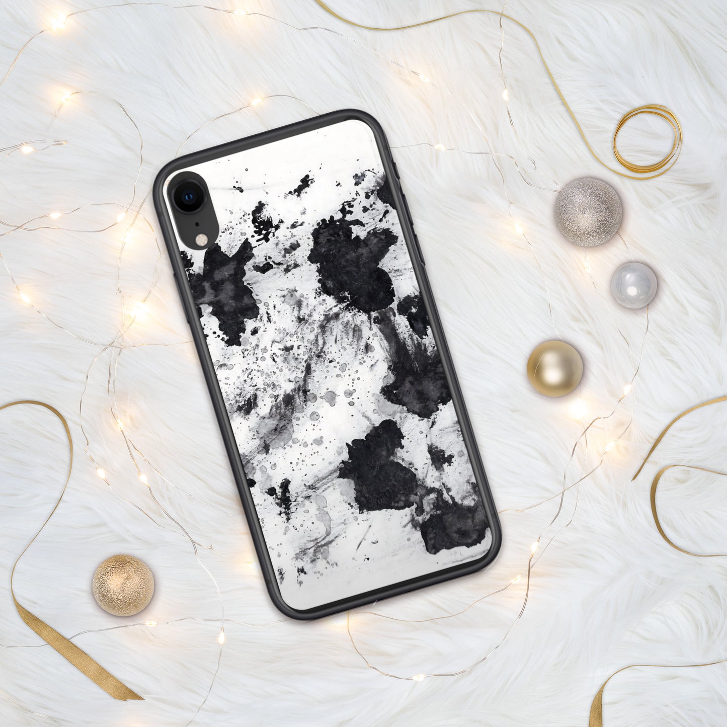 Splash Ink Phone Clear Case for iPhone  in Black and White Abstract Print