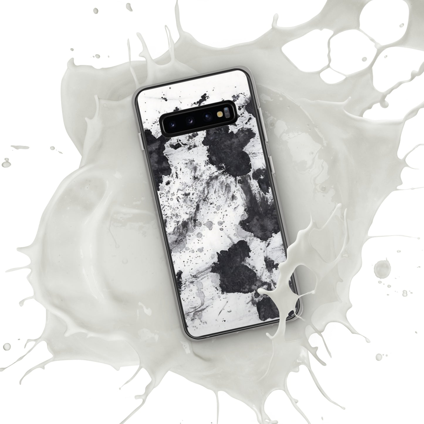 Splash Ink Phone Case for Samsung Galaxy in Black and White Marble Print