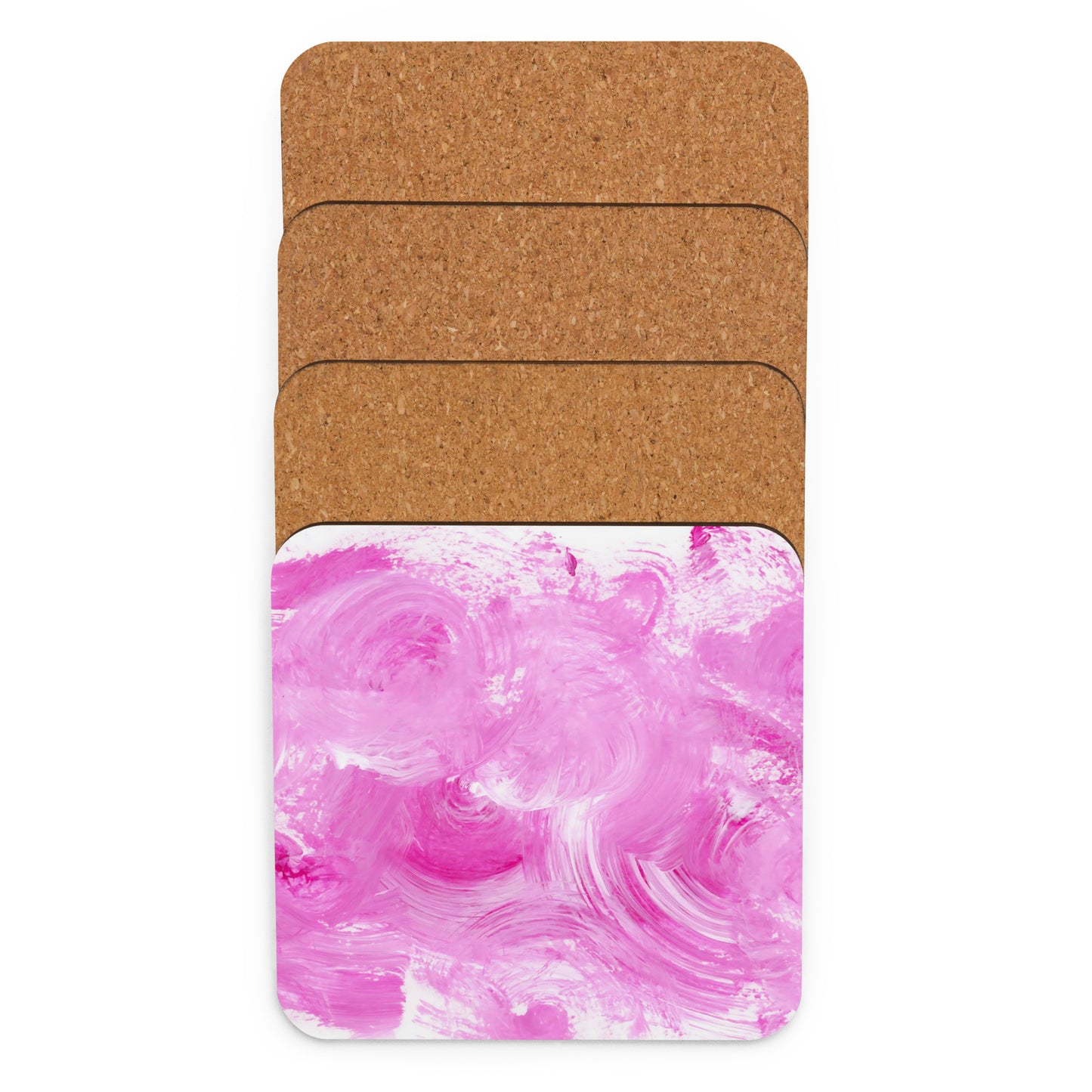 Pink Marble Effect | Cork Coaster | Square Design