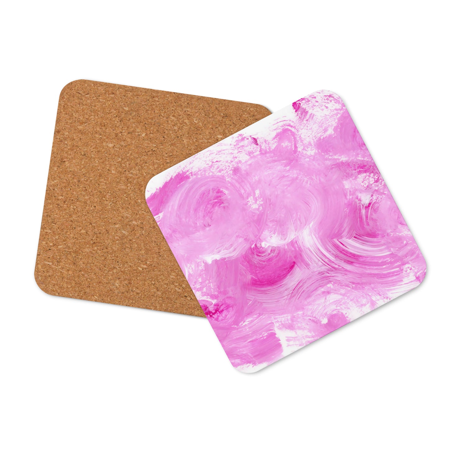 Pink Marble Effect | Cork Coaster | Square Design