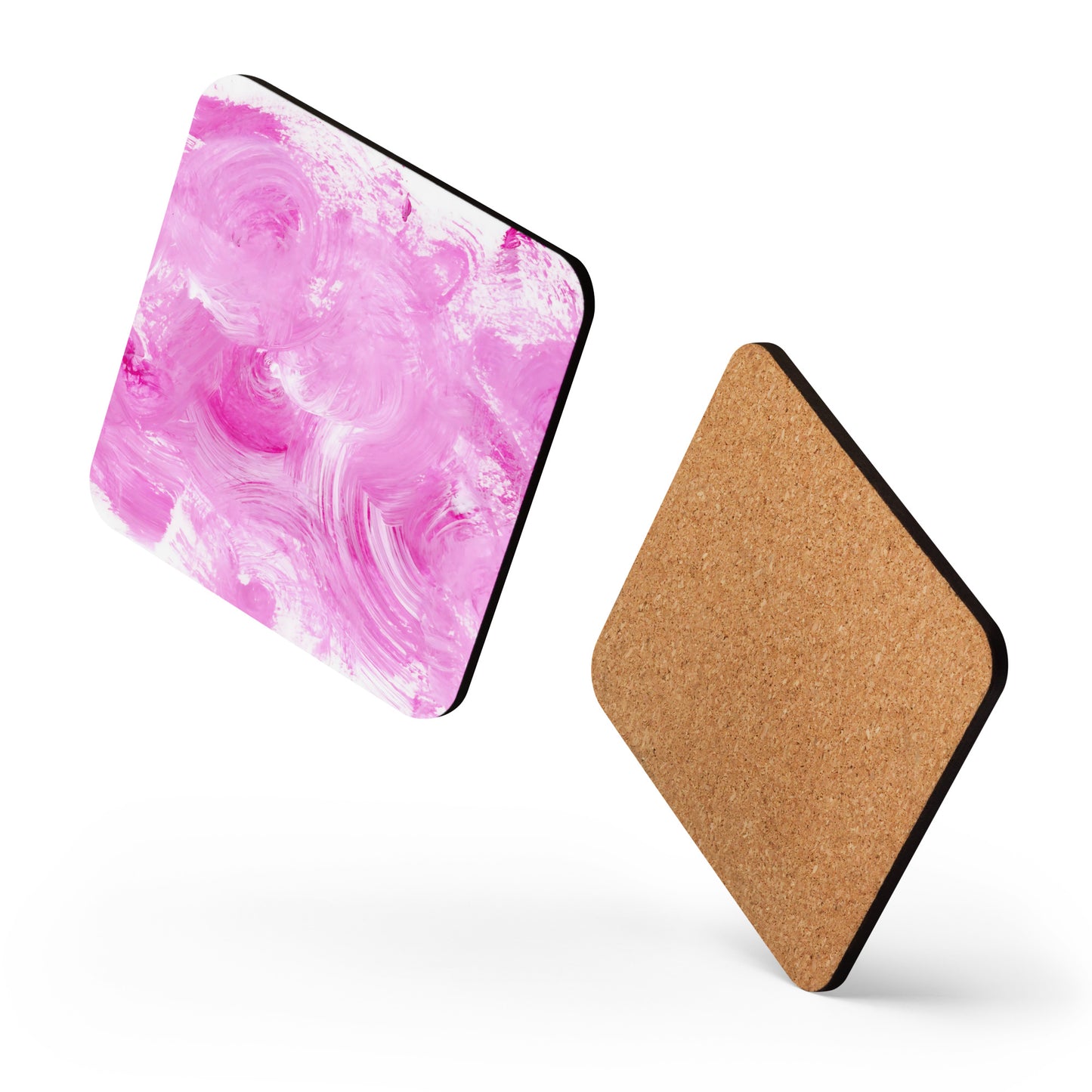 Pink Marble Effect | Cork Coaster | Square Design