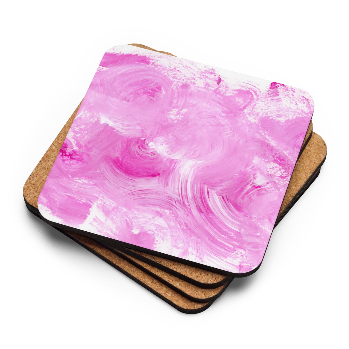 Pink Marble Effect | Cork Coaster | Square Design